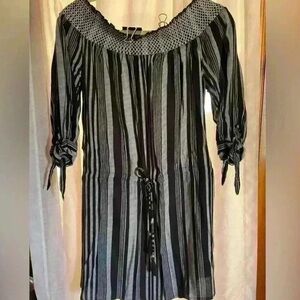 Black and White Striped Mini Dress